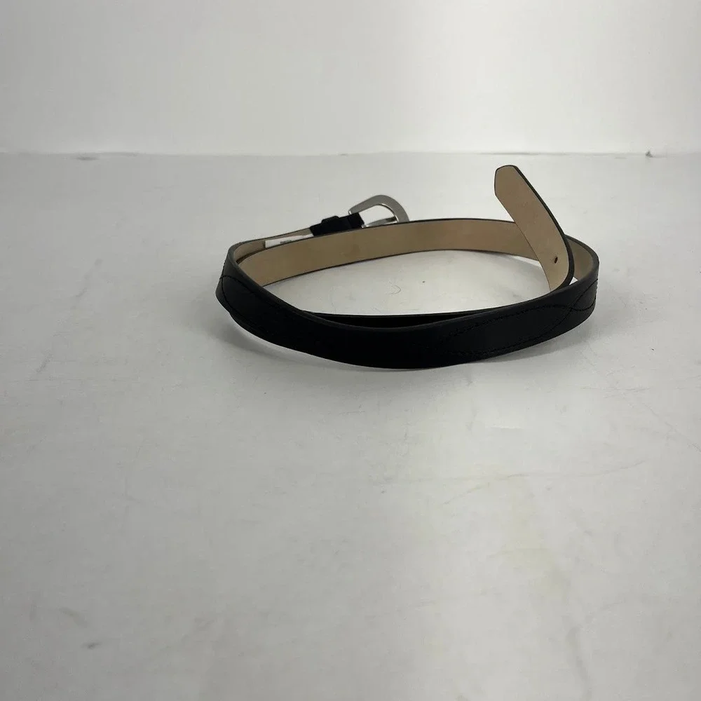 Vince Camuto Womens Black Skinny Belt‎ Silver Buckle VB422403 Size Medium NWT